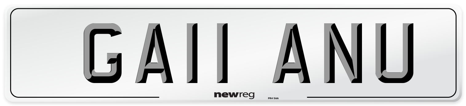 GA11 ANU Number Plate from New Reg